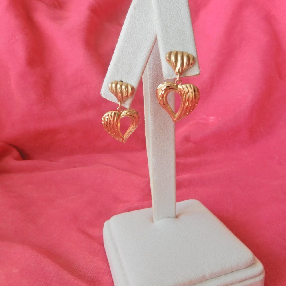 1970's 10K Gold CID CLYDE DUNEIER HEARTS EARRING - Picture 4 of 12